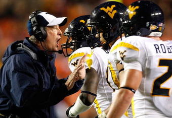 AUBURN, AL - SEPTEMBER 19:  Head coach Bill Stewart of the West Virginia Mountaineers against the Auburn Tigers at Jordan-Hare Stadium on September 19, 2009 in Auburn, Alabama.  (Photo by Kevin C. Cox/Getty Images)