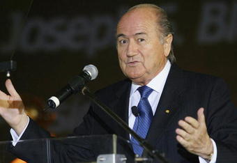 CAPE TOWN, SOUTH AFRICA - NOVEMBER 22:  FIFA President, Sepp Blatter, speaks at a photocall during the FIFA Delegation World Cup Trophy tour on November 22, 2005 in Cape Town, South Africa.  The 2010 World Cup tournament is to be held in South Africa.  (Photo by Touchline/Getty images)