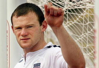 BADEN-BADEN, GERMANY - JUNE 28:  Wayne Rooney of England poses after the team's training session at the England World Cup base on June 28, 2006 in Baden-Baden, Germany. (Photo by Adrian Dennis-Pool/Getty Images)
