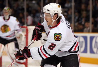 SAN JOSE, CA - NOVEMBER 25:  Duncan Keith #2 of the Chicago Blackhawks in action during their game against the San Jose Sharks during their game at HP Pavilion on November 25, 2009 in San Jose, California.  (Photo by Ezra Shaw/Getty Images)