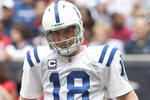 HOUSTON - NOVEMBER 29: Quarterback Peyton Manning #18 of the Indianapolis Colts waits for play to resume at Reliant Stadium on November 29, 2009 in Houston, Texas.  (Photo by Bob Levey/Getty Images)