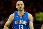 CLEVELAND - MAY 20: Marcin Gortat #13 of the Orlando Magic reacts after a play against the Cleveland Cavaliers in Game One of the Eastern Conference Finals during the 2009 Playoffs at Quicken Loans Arena on May 20, 2009 in Cleveland, Ohio. NOTE TO USER: User expressly acknowledges and agrees that, by downloading and or using this photograph, User is consenting to the terms and conditions of the Getty Images License Agreement  (Photo by Gregory Shamus/Getty Images)