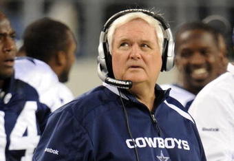 ARLINGTON, TX - NOVEMBER 26:  Head coach Wade Phillips of the Dallas Cowboys during play against the Oakland Raiders at Cowboys Stadium on November 26, 2009 in Arlington, Texas.  (Photo by Ronald Martinez/Getty Images)