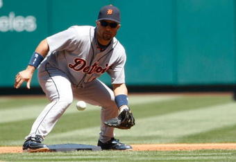 ANAHEIM, CA - AUGUST 26:  Placido Polanco #14 of the Detroit Tigers plays against  the Los Angeles Angels of Anaheim at Angel Stadium on August 26, 2009 in Anaheim, California. The Angels defeated the Tigers 4-2.  (Photo by Jeff Gross/Getty Images)