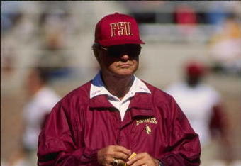 21 OCT 1995:  FLORIDA STATE HEAD COACH BOBBY BOWDEN DURING THE SEMINOLES 42-10 VICTORY OVER THE GEORGIA TECH YELLOWJACKETS AT DOAK CAMPBELL STADIUM IN TALLAHASSEE, FLORIDA.  MANDATORY CREDIT:  ANDY LYONS/ALLSPORT USA