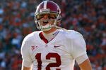 AUBURN, AL - NOVEMBER 27:  Quarterback Greg McElroy #12 of the Alabama Crimson Tide against the Auburn Tigers at Jordan-Hare Stadium on November 27, 2009 in Auburn, Alabama.  (Photo by Kevin C. Cox/Getty Images)