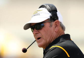 GREENVILLE, NC - SEPTEMBER 05:  Head coach Jerry Moore of the Appalachian State Mountaineers watches on against the East Carolina Pirates at Dowdy-Ficklen Stadium on September 5, 2009 in Greenville, North Carolina.  (Photo by Streeter Lecka/Getty Images)