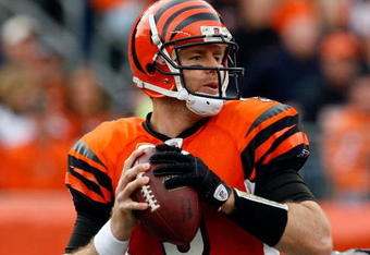 CINCINNATI - NOVEMBER 29:  Carson Palmer #9 of the Cincinnati Bengals passes the ball  during the NFL game against the Cleveland Browns at Paul Brown Stadium on November 29, 2009 in Cincinnati, Ohio.  (Photo by Andy Lyons/Getty Images)