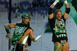 LAS VEGAS - AUGUST 24:  Wrestlers and tag team partners Shawn Michaels (L) and Triple H are introduced during the WWE Monday Night Raw show at the Thomas & Mack Center August 24, 2009 in Las Vegas, Nevada.  (Photo by Ethan Miller/Getty Images)