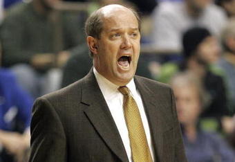 LEXINGTON, KY - JANUARY 20:  Kevin Stallings the head coach of the Vanderbilt Commodores gives instructions to his team during the game against the Kentucky Wildcats on January 20, 2007 at Rupp Arena in Lexington, Kentucky. Vanderbilt defeated Kentucky, 72-67.  (Photo by Andy Lyons/Getty Images)