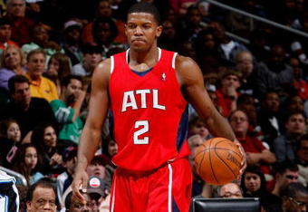 ATLANTA - NOVEMBER 26:  Joe Johnson #2 of the Atlanta Hawks against the Orlando Magic at Philips Arena on November 26, 2009 in Atlanta, Georgia.  NOTE TO USER: User expressly acknowledges and agrees that, by downloading and/or using this Photograph, User is consenting to the terms and conditions of the Getty Images License Agreement.  (Photo by Kevin C. Cox/Getty Images)