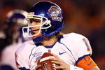 SAN DIEGO, CA - DECEMBER 23: Quarterback Kellen Moore #11 of  the Boise State University Broncos throws against the TCU Horned Frogs during the San Diego County Credit Union Poinsettia Bowl at Qualcomm Stadium on December 23, 2008 in San Diego, California. (Photo by Donald Miralle/Getty Images)