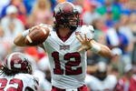 GAINESVILLE, FL - SEPTEMBER 12:  Levi Brown #12 of the Troy Trojans attempts a pass during the game against the Florida Gators at Ben Hill Griffin Stadium on September 12, 2009 in Gainesville, Florida.  (Photo by Sam Greenwood/Getty Images)