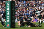 EDINBURGH, SCOTLAND - MAY 23:  Gordon D'Arcy of Leinster is tackled during the Heineken Cup Final match between Leicester Tigers and Leinster at Murrayfield Stadium on May 23, 2009 in Edinburgh, Scotland. (Photo by David Rogers/Getty Images)