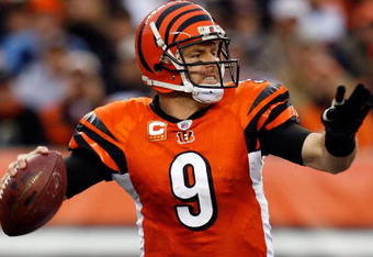 CINCINNATI - NOVEMBER 29:  Carson Palmer #9 of the Cincinnati Bengals passes the ball  during the NFL game against the Cleveland Browns at Paul Brown Stadium on November 29, 2009 in Cincinnati, Ohio.  (Photo by Andy Lyons/Getty Images)