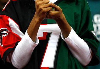 ATLANTA - DECEMBER 06:  A fan wears a split-team #7 jersey for Michael Vick #7 (not pictured) of the Philadelphia Eagles during the game against the Atlanta Falcons at Georgia Dome on December 6, 2009 in Atlanta, Georgia.  (Photo by Kevin C. Cox/Getty Images)