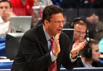 INDIANAPOLIS - MARCH 12:  Head coach Tom Crean of  the Indiana Hoosiers reacts against the Penn State Nittany Lions during the first round of the Big Ten Men's Basketball Tournament at Conseco Fieldhouse on March 12, 2009 in Indianapolis, Indiana.  (Photo by Jonathan Daniel/Getty Images)
