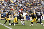 PITTSBURGH, PA - OCTOBER 18: Ike Taylor #24 of the Pittsburgh Steelers tackles Mohamed Massaquoi #11 of the Cleveland Browns just short of the goal line at Heinz Field on October 18, 2009 in Pittsburgh, Pennsylvania. The Steelers defeated the Browns 27-14. (Photo by Joe Robbins/Getty Images)