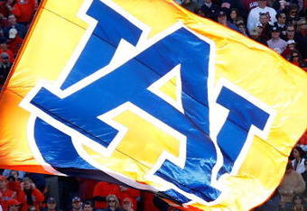 AUBURN, AL - NOVEMBER 27:  A flag for the Auburn Tigers is flown during the game against the Alabama Crimson Tide at Jordan-Hare Stadium on November 27, 2009 in Auburn, Alabama.  (Photo by Kevin C. Cox/Getty Images)