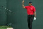 DUBAI, UNITED ARAB EMIRATES - FEBRUARY 03:  Tiger Woods of the USA is unhappy with his third shot at the 18th hole during the final round of the Dubai Desert Classic, on the Majilis Course at the Emirates Golf Club, on February 3, 2008 in Dubai, United Arab Emirates.  (Photo by David Cannon/Getty Images)