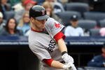 NEW YORK - SEPTEMBER 27:  Jason Bay #44 of the Boston Red Sox connects for a third inning single against the New York Yankees on September 27, 2009 at Yankee Stadium in the Bronx borough of New York City.  (Photo by Jim McIsaac/Getty Images)