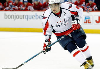 MONTREAL- NOVEMBER 28:  Alex Ovechkin #8 of the Washington Capitals skates during the NHL game against the Montreal Canadiens on November 28, 2009 at the Bell Centre in Montreal, Quebec, Canada.  The Capitals defeated the Canadiens 4-3 in a shootout.  (Photo by Richard Wolowicz/Getty Images)