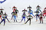 PYEONGCHANG, SOUTH KOREA - FEBRUARY 22:  (FRANCE OUT) Vincent Jay #5-1 of France takes fourth place during the IBU Biathlon World Championships Men's Relay event on February 22, 2009 in Pyeongchang, Korea.  (Photo by Agence Zoom/Getty Images)