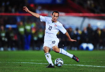 JOHANNESBURG, SOUTH AFRICA - JUNE 28:  Landon Donovan of USA scores his team's second goal during the FIFA Confederations Cup Final between USA and Brazil at the Ellis Park Stadium on June 28, 2009 in Johannesburg, South Africa.  (Photo by Laurence Griffiths/Getty Images)
