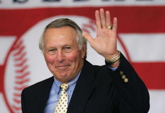 COOPERSTOWN, NY - JULY 31: Hall of Famer Brooks Robinson attends the Baseball Hall of Fame Induction ceremony on July 31, 2005 at the Clark Sports Complex in Cooperstown, New York.  (Photo by Ezra Shaw/Getty Images)