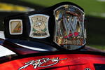 FORT WORTH, TX - NOVEMBER 07:  A replica of the WWE world championship belt rests on top of Kyle Busch's #18 Z-Line Designs/WWE Smackdown Toyota prior to the start of the NASCAR Nationwide Series O'Reilly Challenge at Texas Motor Speedway on November 7, 2009 in Fort Worth, Texas.  (Photo by Robert Laberge/Getty Images for NASCAR)