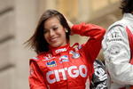 NEW YORK - MAY 19:  Indy 500 driver Milka Duno poses atop a tour bus during a media availability May 19, 2008 in New York City.  (Photo by Jonathan Fickies/Getty Images)