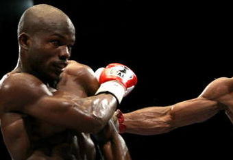 NOTTINGHAM, ENGLAND - MAY 10:  Timothy Bradley (L) evades a left hook during the fight against Junior Witter during their WBC Light Welterweight fight on May 10, 2008 at Nottingham Ice Arena in Nottingham, England. (Photo by John Gichigi/Getty Images)