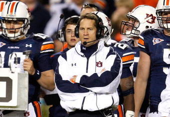 AUBURN, AL - NOVEMBER 27:  Head coach Gene Chizik of the Auburn Tigers against the Alabama Crimson Tide at Jordan-Hare Stadium on November 27, 2009 in Auburn, Alabama.  (Photo by Kevin C. Cox/Getty Images)