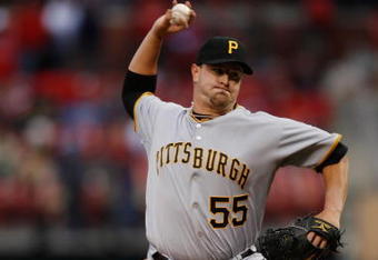 ST. LOUIS - APRIL 6:  Matt Capps #55 of the Pittsburgh Pirates pitches against the St. Louis Cardinals during Opening Day on April 6, 2009 at Busch Stadium in St. Louis, Missouri.  The Pirates beat the Cardinals 6-4. (Photo by Dilip Vishwanat/Getty Images)  