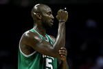 CHARLOTTE, NC - DECEMBER 01:  Kevin Garnett #5 of the Boston Celtics reacts to a referee against the Charlotte Bobcats during their game at Time Warner Cable Arena on December 1, 2009 in Charlotte, North Carolina.  (Photo by Streeter Lecka/Getty Images)