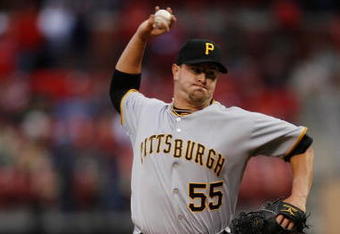 ST. LOUIS - APRIL 6:  Matt Capps #55 of the Pittsburgh Pirates pitches against the St. Louis Cardinals during Opening Day on April 6, 2009 at Busch Stadium in St. Louis, Missouri.  The Pirates beat the Cardinals 6-4. (Photo by Dilip Vishwanat/Getty Images)  