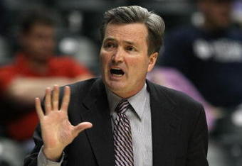 INDIANAPOLIS - MARCH 13:  Head coach Bill Carmody of the Northwestern Wildcats coaches against the Minnesota Golden Gophers during the Big Ten Men's Basketball Tournament at Conseco Fieldhouse on March 13, 2008 in Indianapolis, Indiana.  (Photo by Jonathan Daniel/Getty Images)