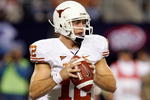 ARLINGTON, TX - DECEMBER 05:  Quarterback Colt McCoy #12 of the Texas Longhorns at Cowboys Stadium on December 5, 2009 in Arlington, Texas.  (Photo by Ronald Martinez/Getty Images)