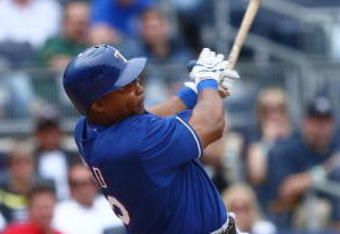 NEW YORK - JUNE 04: Marlon Byrd #22 of the Texas Rangers at bat against the New York Yankees of the Texas Rangers during their game on June 4, 2009 at Yankee Stadium in the Bronx borough of New York City.  (Photo by Chris McGrath/Getty Images)
