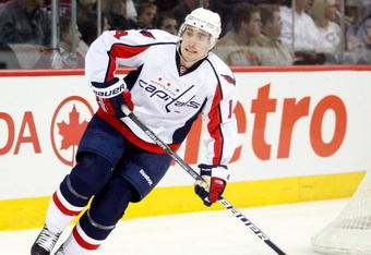 MONTREAL- NOVEMBER 28:  Tomas Fleischmann #14 of the Washington Capitals skates during the NHL game agaisnt the Montreal Canadiens on November 28, 2009 at the Bell Centre in Montreal, Quebec, Canada.  The Capitals defeated the Canadiens 4-3 in a shootout.  (Photo by Richard Wolowicz/Getty Images)
