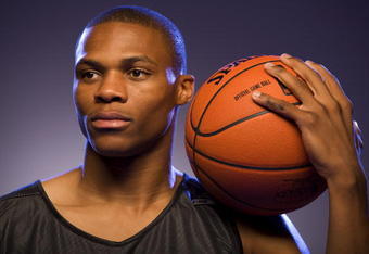 TARRYTOWN, NY - JULY 29:  Russell Westbrook of Oklahoma City poses for a portrait during the 2008 NBA Rookie Photo Shoot on July 29, 2008 at the MSG Training Facility in Tarrytown, New York.  NOTE TO USER: User expressly acknowledges and agrees that, by downloading and or using this Photograph, User is consenting to the terms and conditions of the Getty Images License Agreement.  (Photo by Robert Laberge/Getty Images)