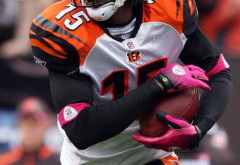 CLEVELAND - OCTOBER 04:  Chris Henry #15 of the Cincinnati Bengals runs the ball against the Cleveland Browns during their game at Cleveland Browns Stadium on October 4, 2009 in Cleveland, Ohio. The Bengals defeated the Browns 23-20 in overtime.  (Photo by Jim McIsaac/Getty Images)