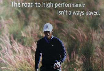 SAN FRANCISCO - DECEMBER 17:  An image of professional golfer Tiger Woods is seen on an Accenture advertisement December 17, 2009 at San Francisco International Airport in San Francisco, California. Accenture was the first sponsor to end its sponsorship relationship with Tiger Woods following his car crash last month that led to news of several affairs. Accenture has begun to take down all ads featuring woods who appears in over 80% of their corporate ads.  (Photo by Justin Sullivan/Getty Images)