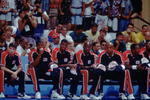 1992:  TEAM USA AWAITS THEIR NEXT MATCH DURING THE 1992 OLYMPIC GAMES IN BARCELONA. Mandatory Credit: Mike Powell/ALLSPORT