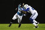 JACKSONVILLE, FL - DECEMBER 17:  Maurice Jones-Drew #32 of the Jacksonville Jaguars runs the ball against Jacob Lacey #27 of the Indianapolis Colts at Jacksonville Municipal Stadium on December 17, 2009 in Jacksonville, Florida.  (Photo by Sam Greenwood/Getty Images)