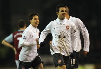 BURNLEY, ENGLAND - DECEMBER 16:  Cesc Fabregas of Arsenal celebrates after scoring the opening goal during the Barclays Premier League match between Burnley and Arsenal at Turf Moor on December 16, 2009 in Burnley, England.  (Photo by Alex Livesey/Getty Images)