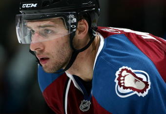 DENVER - NOVEMBER 08:  Wojtek Wolski #8 of the Colorado Avalanche awaits a faceoff against the Edmonton Oilers during NHL action at the Pepsi Center on November 8, 2009 in Denver, Colorado. The Oilers defeated the Avalanche 5-3.  (Photo by Doug Pensinger/Getty Images)