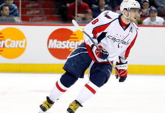 MONTREAL- NOVEMBER 28:  Alex Ovechkin #8 of the Washington Capitals skates during the NHL game against the Montreal Canadiens on November 28, 2009 at the Bell Centre in Montreal, Quebec, Canada.  The Capitals defeated the Canadiens 4-3 in a shootout.  (Photo by Richard Wolowicz/Getty Images)