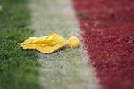 MIAMI GARDENS, FL - JANUARY 3:  A penalty flag lies on the field during the Fed Ex Orange Bowl  between the Florida State Seminoles and the Penn State Nittany Lions at Dolphins Stadium on January 3, 2005 in Miami Gardens, Florida. The Lions won 26-23 in triple overtime. (Photo by Scott Halleran/Getty Images)