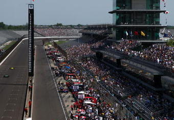 INDIANAPOLIS - MAY 22:  A general view of cars exiting pit lane during Miller Lite Carb Day practice for the IRL IndyCar Series 93rd running of the Indianapolis 500 on May 22, 2009 at the Indianapolis Motor Speedway in Indianapolis, Indiana.  (Photo by Donald Miralle/Getty Images)